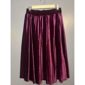 Metro Wear Skirt Womens Medium Red Velvet A-Line Midi Elastic Waist Stretch